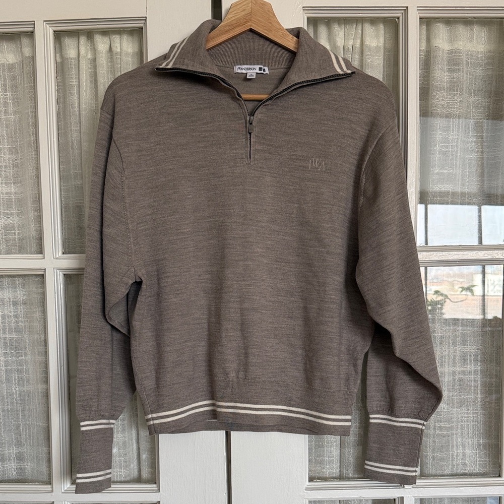JW ANDERSON Gray half Zip-Up Thin Sweater